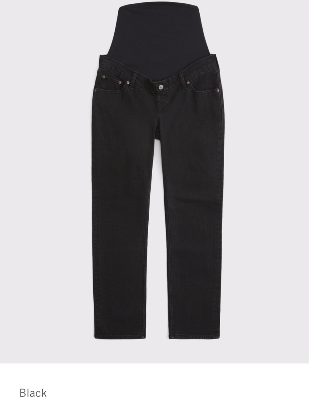 Abercrombie & Fitch Black Maternity Straight-Leg Jeans with Full Panel